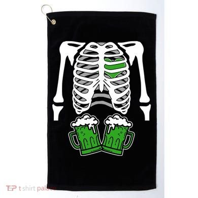 St. Patrick's Day Beer Rib Cage Skeleton Golf Towel
