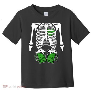St. Patrick's Day Beer Rib Cage Skeleton Toddler T-Shirt
