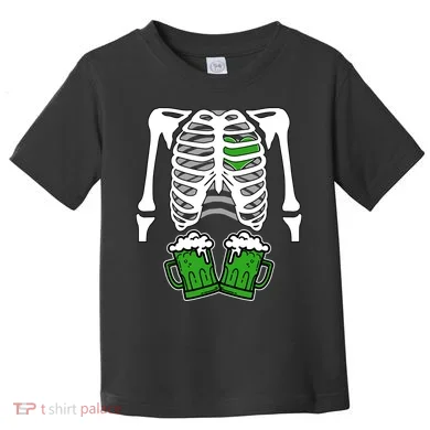 St. Patrick's Day Beer Rib Cage Skeleton Toddler T-Shirt