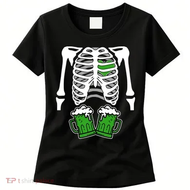 St. Patrick's Day Beer Rib Cage Skeleton Women's T-Shirt