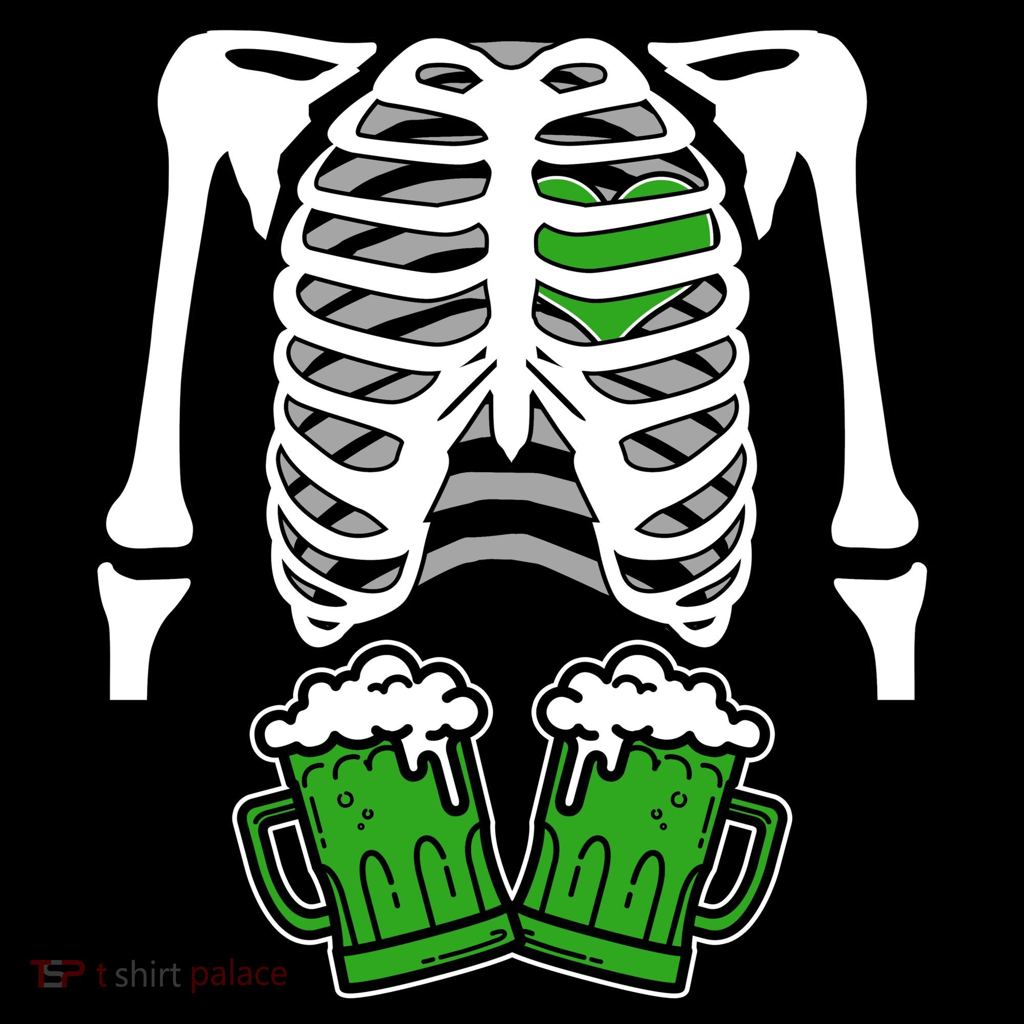 St. Patrick's Day Beer Rib Cage Skeleton Women's T-Shirt