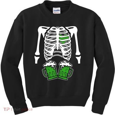 St. Patrick's Day Beer Rib Cage Skeleton Kids Sweatshirt