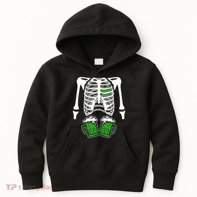 St. Patrick's Day Beer Rib Cage Skeleton Kids Hoodie