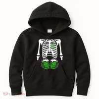 St. Patrick's Day Beer Rib Cage Skeleton Kids Hoodie thumb 0