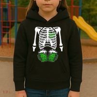 St. Patrick's Day Beer Rib Cage Skeleton Kids Hoodie thumb 3