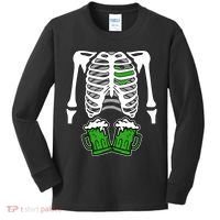 St. Patrick's Day Beer Rib Cage Skeleton Kids Long Sleeve Shirt thumb 0