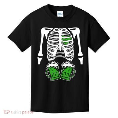 St. Patrick's Day Beer Rib Cage Skeleton Kids T-Shirt