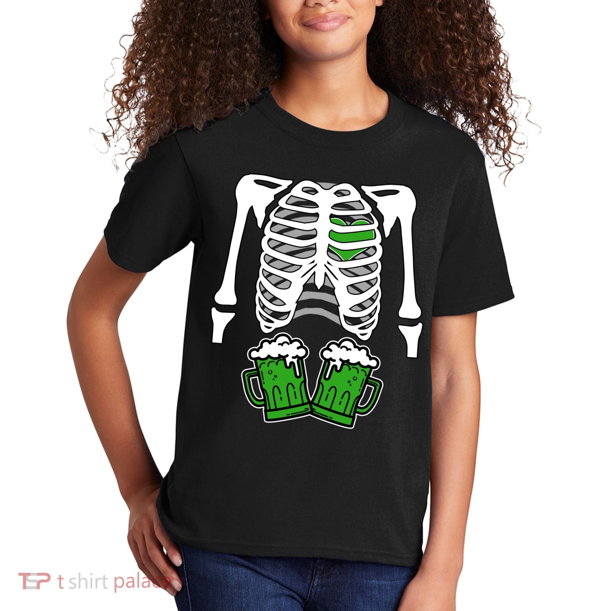 St. Patrick's Day Beer Rib Cage Skeleton Kids T-Shirt