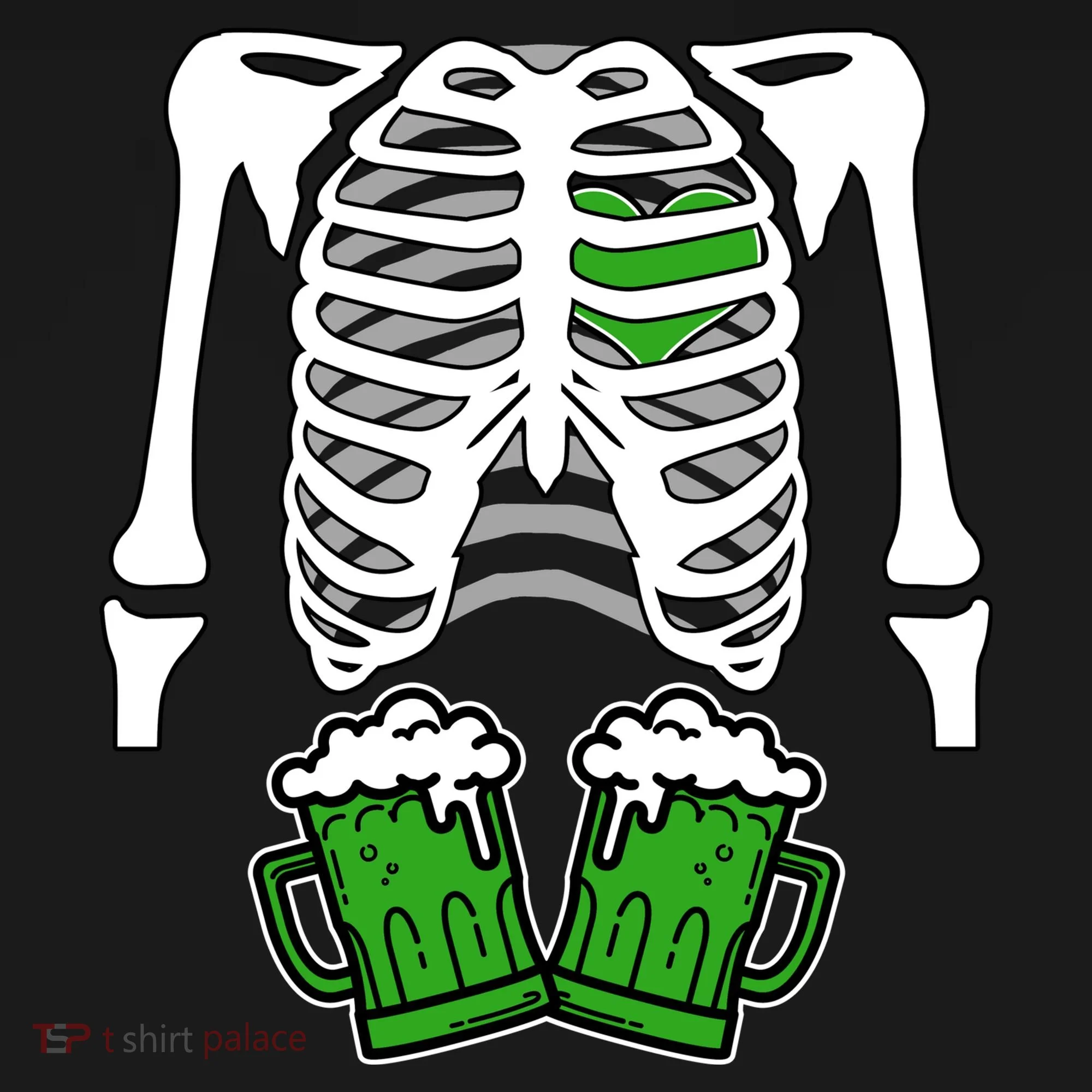St. Patrick's Day Beer Rib Cage Skeleton Kids T-Shirt