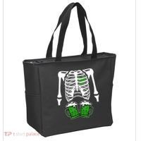 St. Patrick's Day Beer Rib Cage Skeleton Tote Bag thumb 2