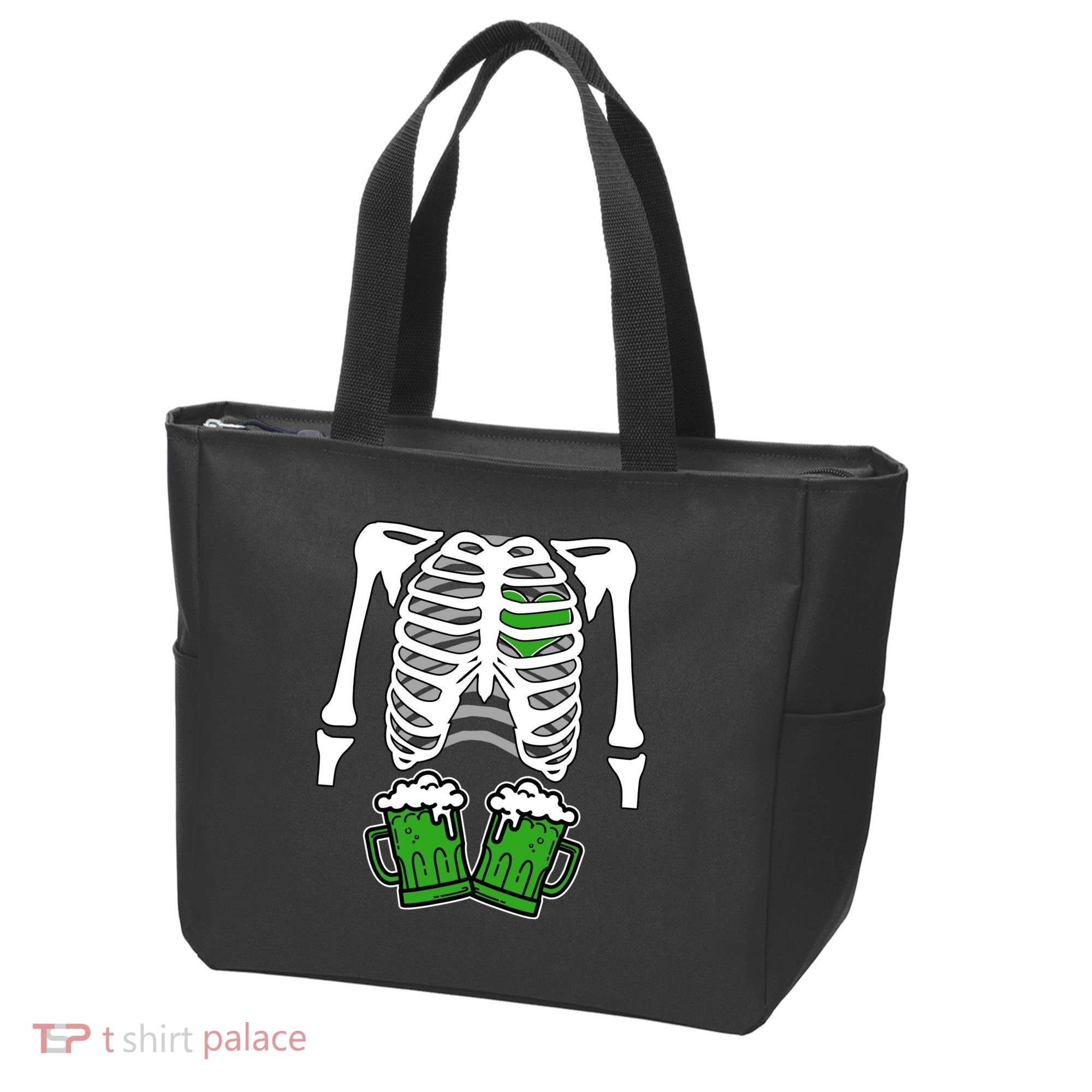 St. Patrick's Day Beer Rib Cage Skeleton Tote Bag