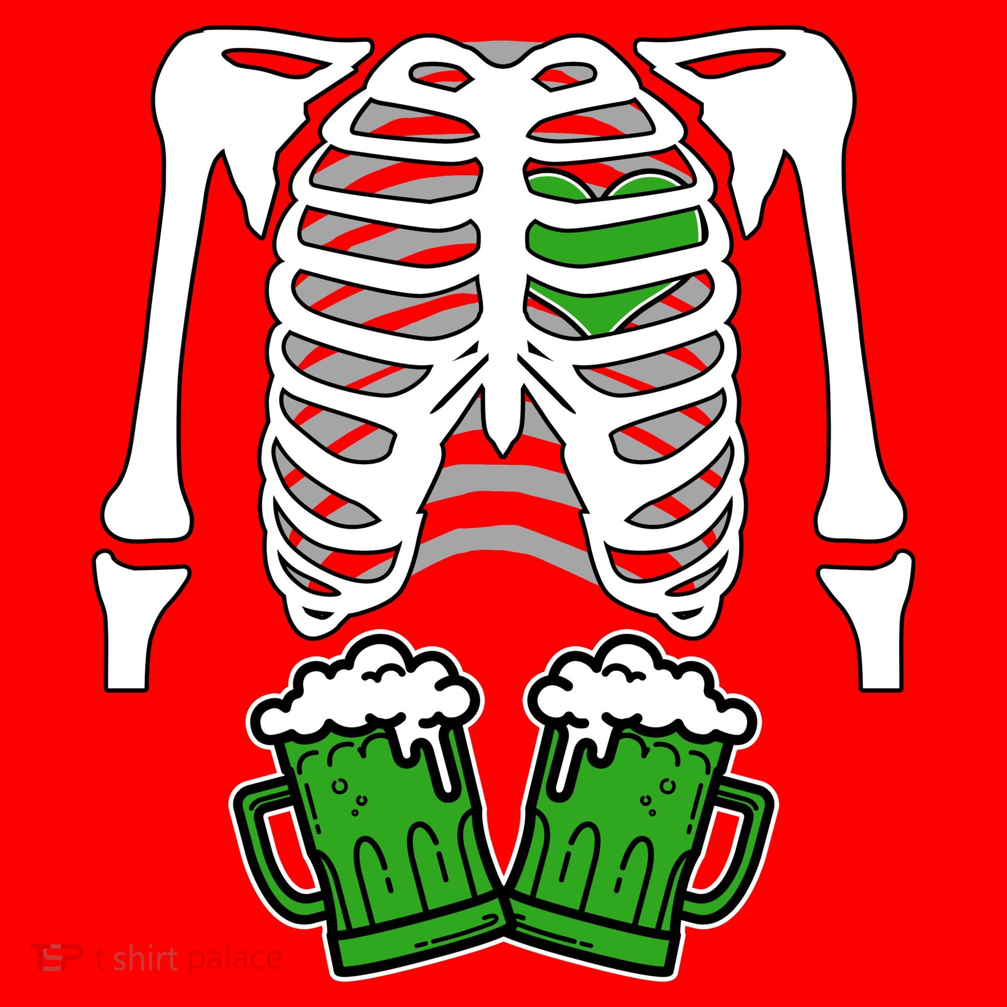 St. Patrick's Day Beer Rib Cage Skeleton Santa Hat