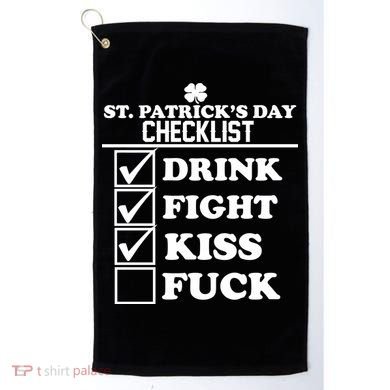 St. Patrick's Day Checklist (Dirty) Golf Towel