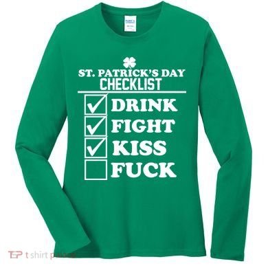 St. Patrick's Day Checklist (Dirty) Women's Long Sleeve Shirt