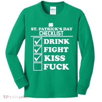 St. Patrick's Day Checklist (Dirty) Kids Long Sleeve Shirt