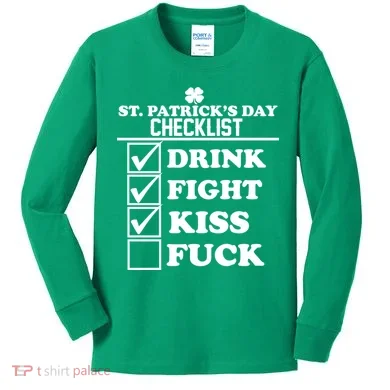 St. Patrick's Day Checklist (Dirty) Kids Long Sleeve Shirt