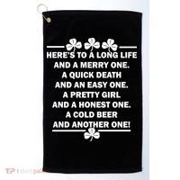 St. Patrick's Day Cold Beer Toast Golf Towel thumb 0
