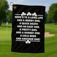 St. Patrick's Day Cold Beer Toast Golf Towel thumb 1