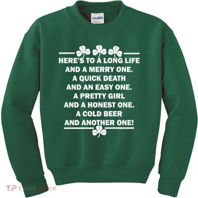 St. Patrick's Day Cold Beer Toast Kids Sweatshirt