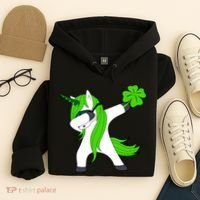 St. Patrick's Day Dabbing Irish Unicorn Hoodie thumb 4
