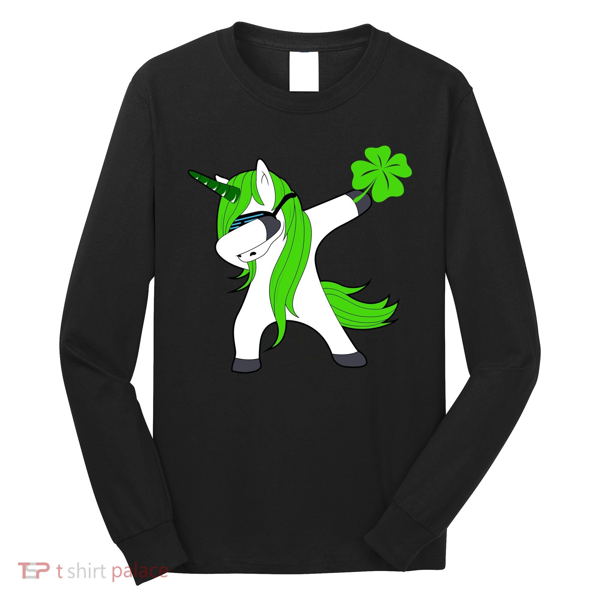 St. Patrick's Day Dabbing Irish Unicorn Long Sleeve Shirt