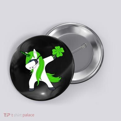 St. Patrick's Day Dabbing Irish Unicorn Button