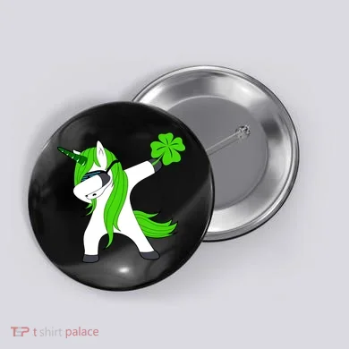 St. Patrick's Day Dabbing Irish Unicorn Button