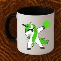 St. Patrick's Day Dabbing Irish Unicorn Coffee Mug thumb 2