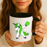 St. Patrick's Day Dabbing Irish Unicorn Coffee Mug thumb 3