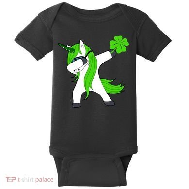 St. Patrick's Day Dabbing Irish Unicorn Baby Bodysuit