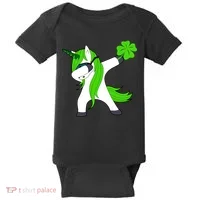 St. Patrick's Day Dabbing Irish Unicorn Baby Bodysuit thumb 0