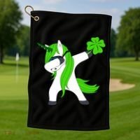 St. Patrick's Day Dabbing Irish Unicorn Golf Towel thumb 1