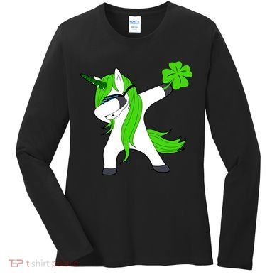St. Patrick's Day Dabbing Irish Unicorn Women's Long Sleeve Shirt