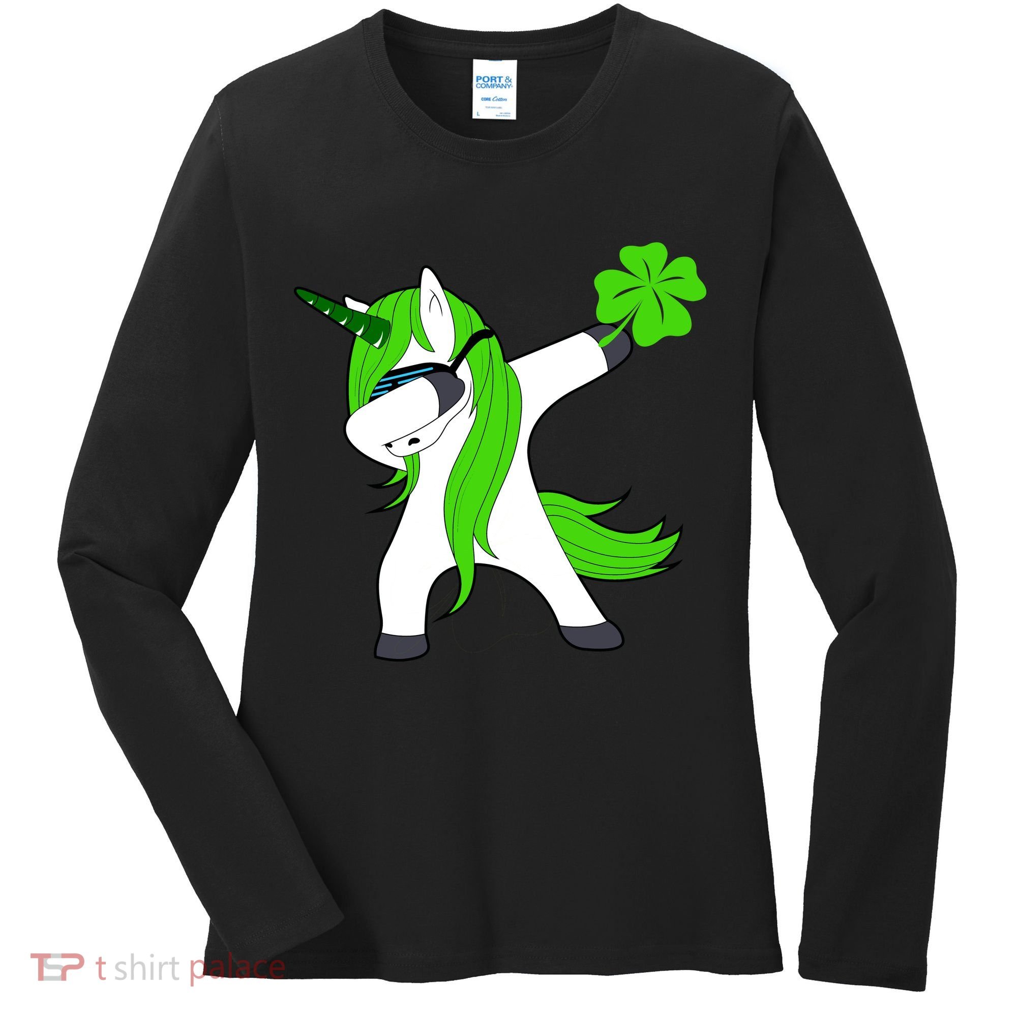 St. Patrick's Day Dabbing Irish Unicorn Women's Long Sleeve Shirt