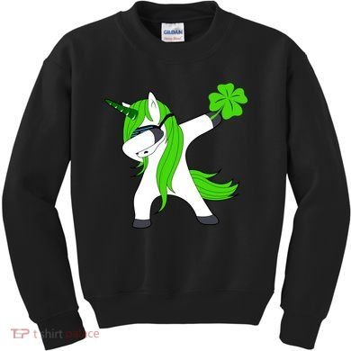St. Patrick's Day Dabbing Irish Unicorn Kids Sweatshirt