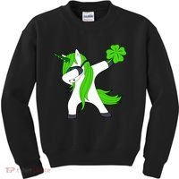 St. Patrick's Day Dabbing Irish Unicorn Kids Sweatshirt thumb 0