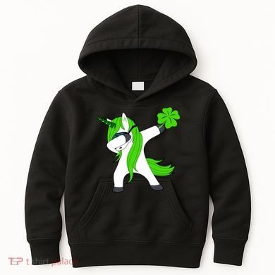 St. Patrick's Day Dabbing Irish Unicorn Kids Hoodie