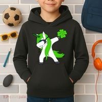 St. Patrick's Day Dabbing Irish Unicorn Kids Hoodie thumb 2
