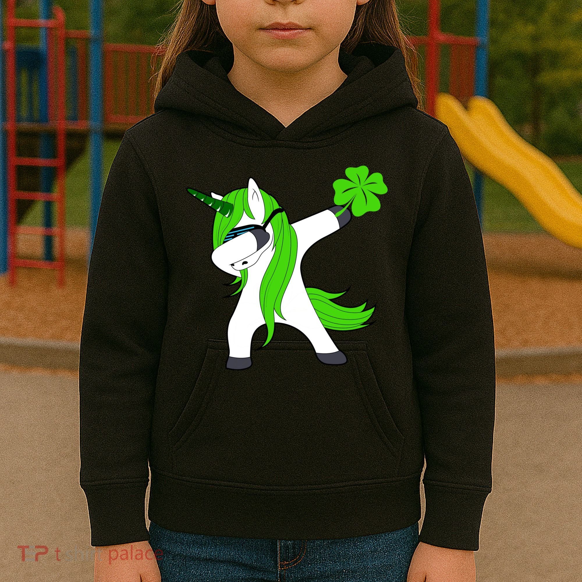 St. Patrick's Day Dabbing Irish Unicorn Kids Hoodie