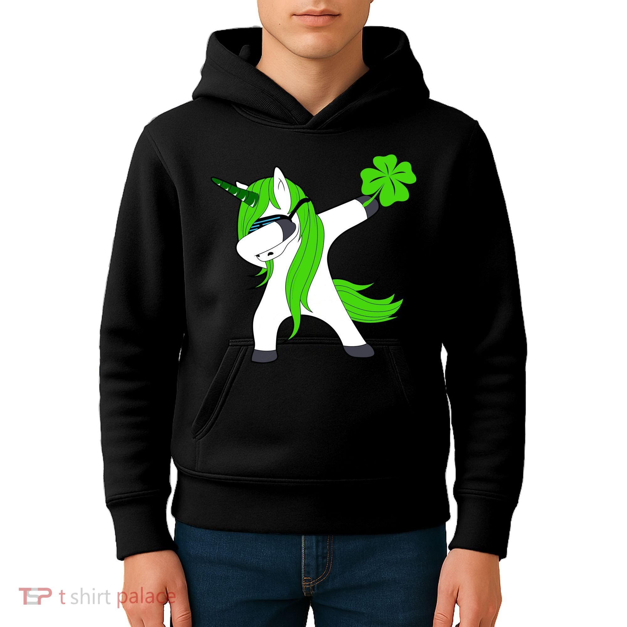 St. Patrick's Day Dabbing Irish Unicorn Kids Hoodie
