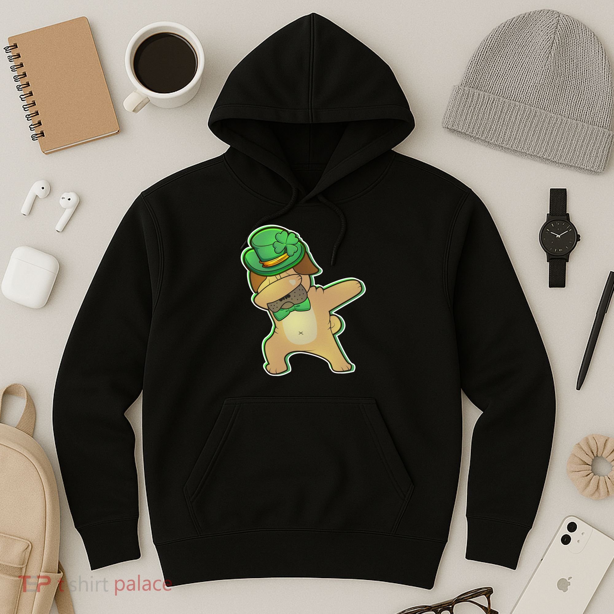 St. Patrick's Day Dabbing Pug Hoodie