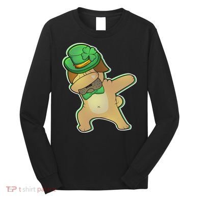 St. Patrick's Day Dabbing Pug Long Sleeve Shirt