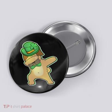 St. Patrick's Day Dabbing Pug Button