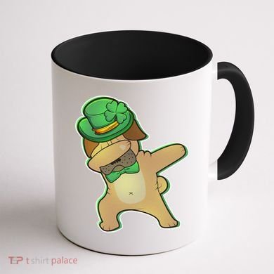 St. Patrick's Day Dabbing Pug Coffee Mug back