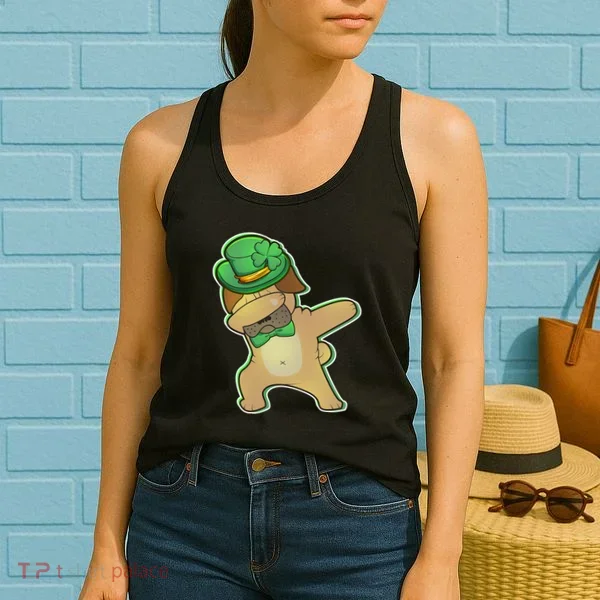 St. Patrick's Day Dabbing Pug Women's Tank Top