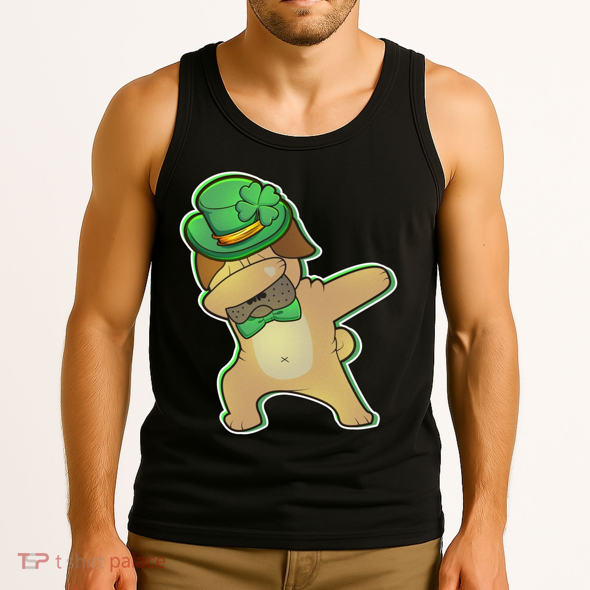 St. Patrick's Day Dabbing Pug Tank Top