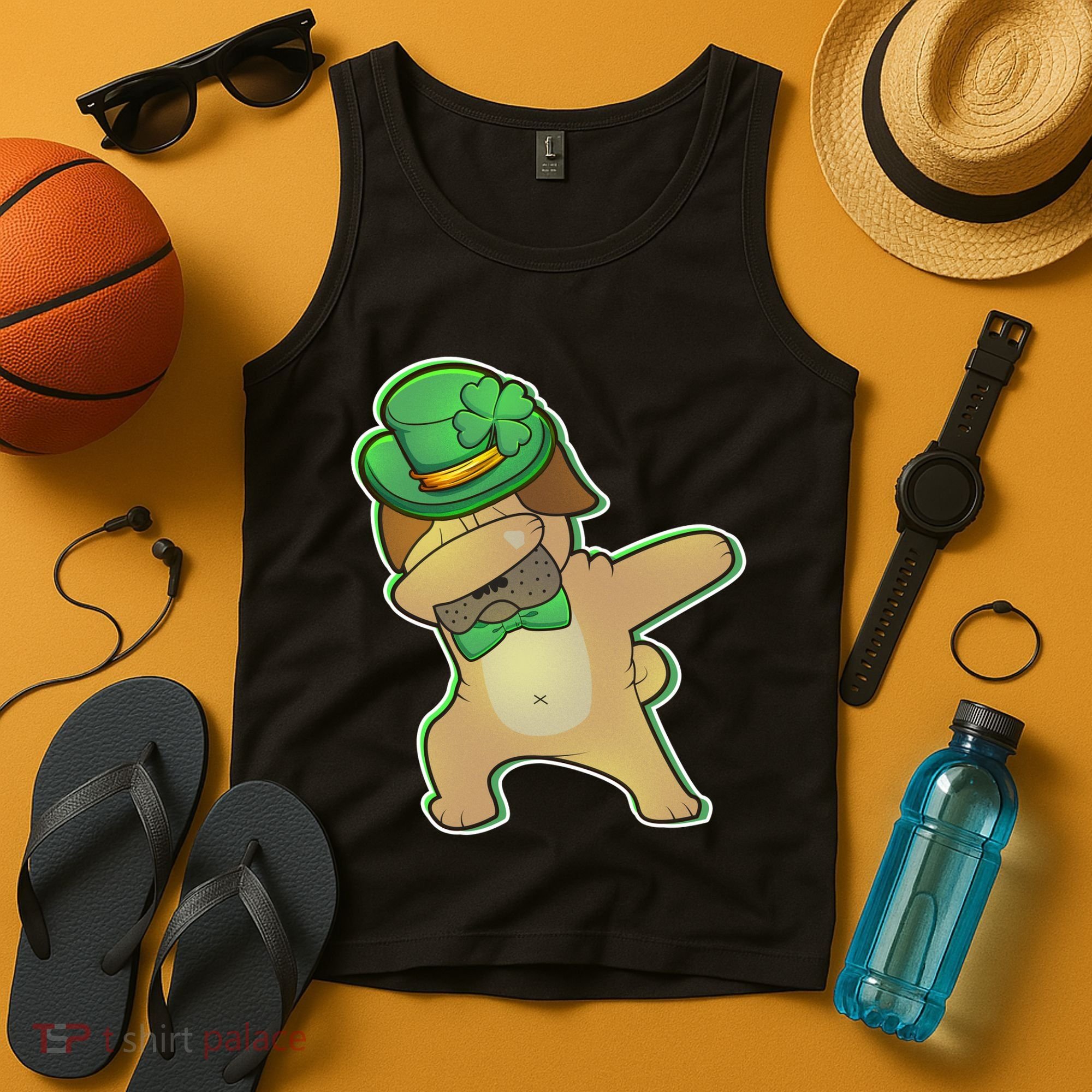 St. Patrick's Day Dabbing Pug Tank Top
