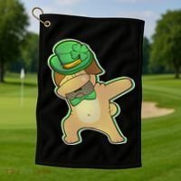 St. Patrick's Day Dabbing Pug Golf Towel thumb 1