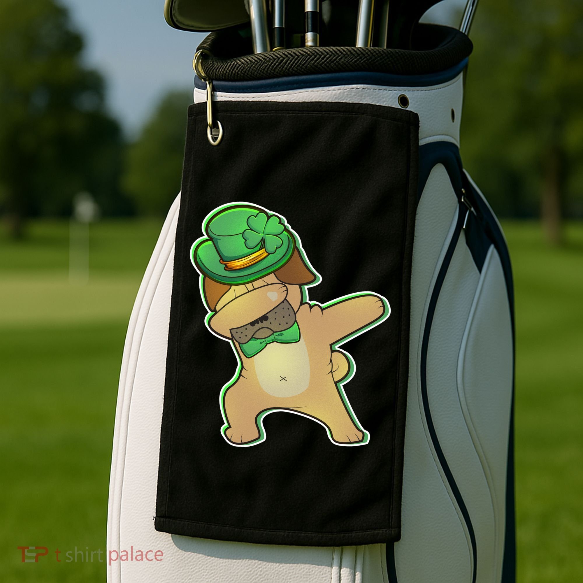 St. Patrick's Day Dabbing Pug Golf Towel