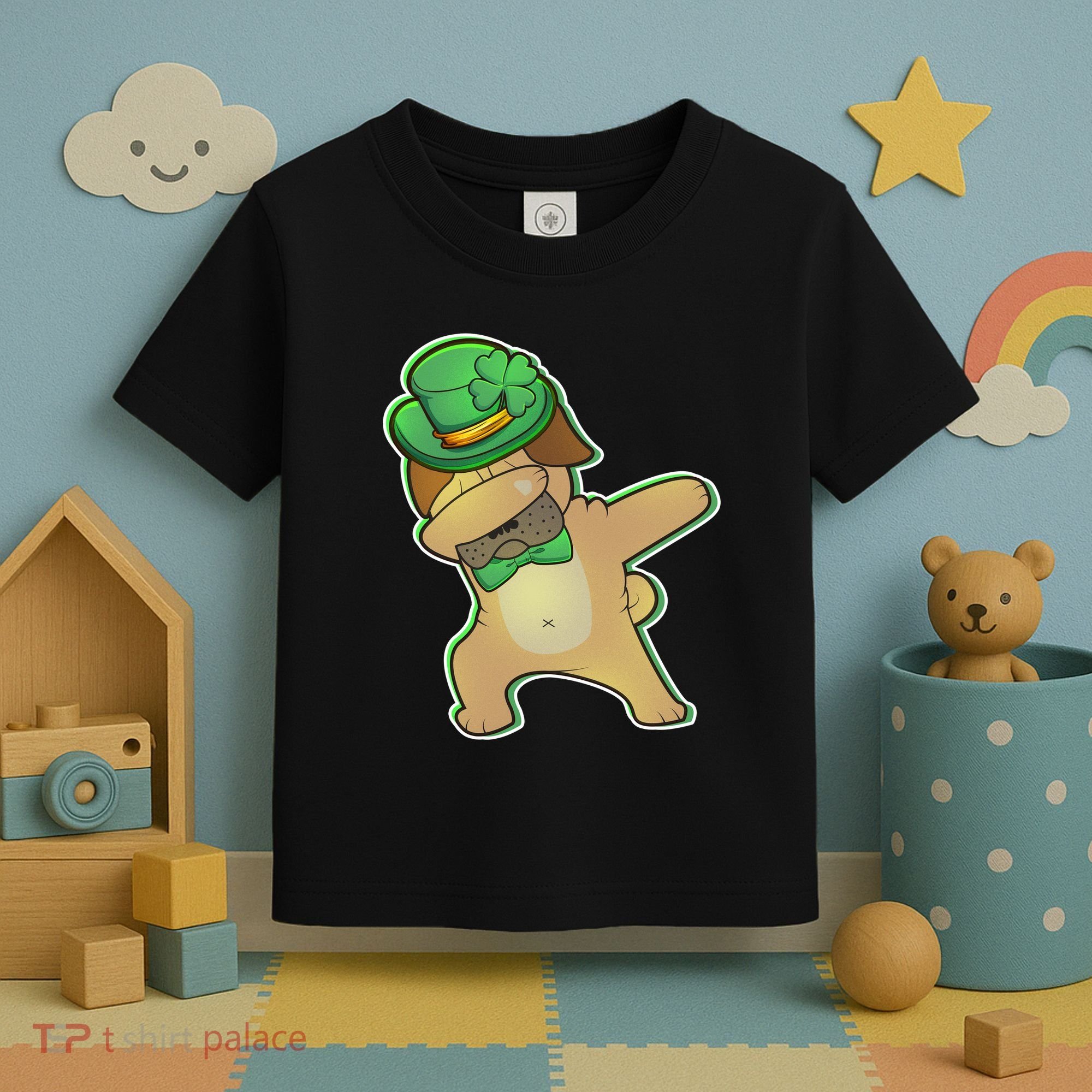 St. Patrick's Day Dabbing Pug Toddler T-Shirt